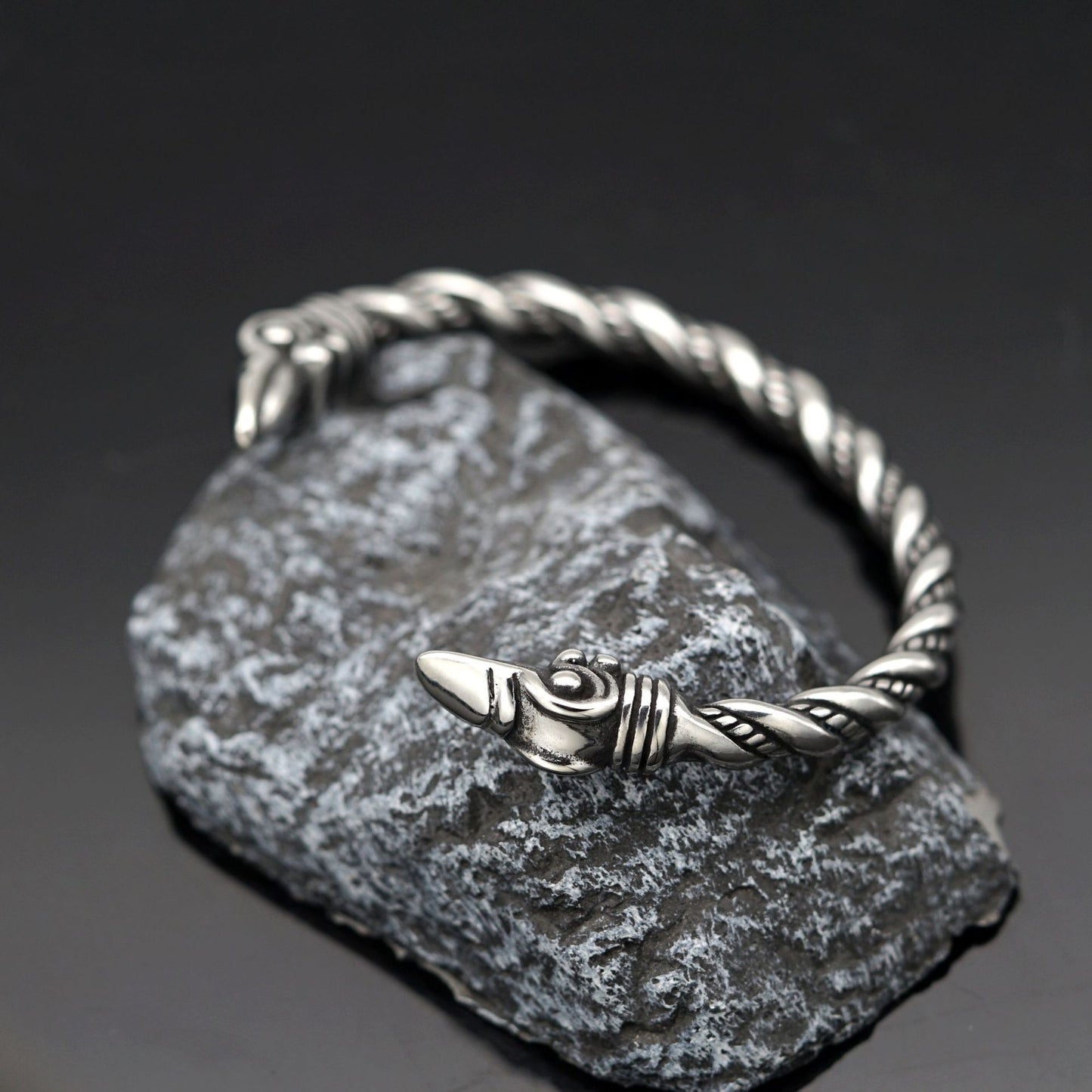 Planderful Viking Crow Bracelet Stainless Steel Open Double Head For Unisex Protection