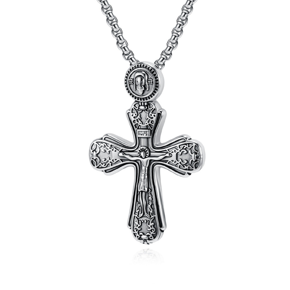 Planderful Gothic Saint Titanium Steel Pendant Necklace For Men And Women Unisex Retro Punk Jewelry
