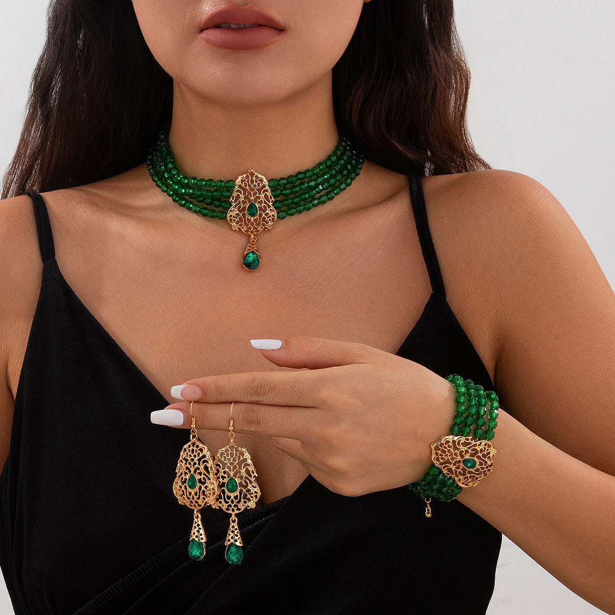 French Crystal Teardrop Jewelry Set