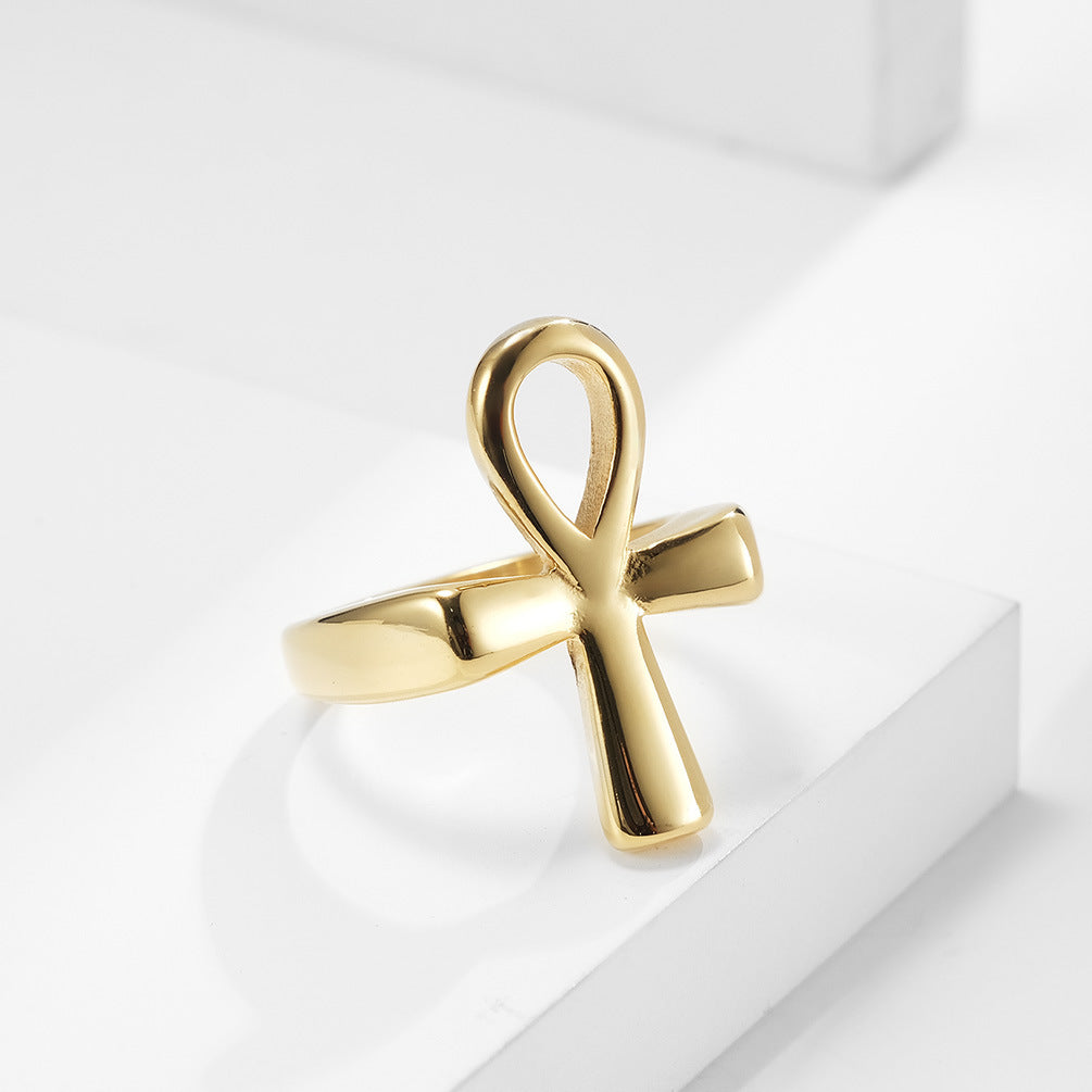 Steel Ring – Vintage Egyptian Anka Cross