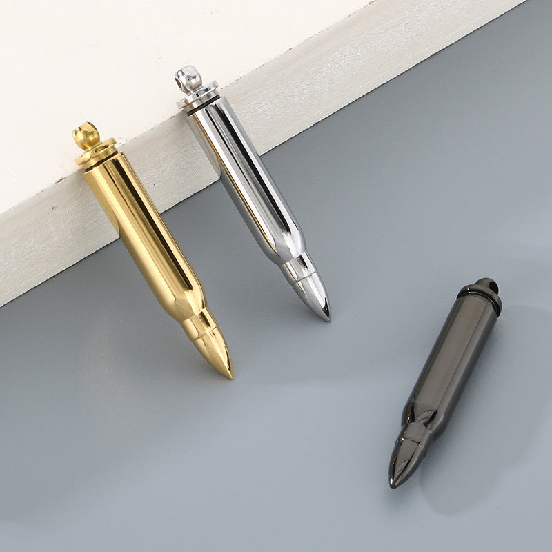 Planderful Mens Bullet Pendant Necklace Glossy Titanium