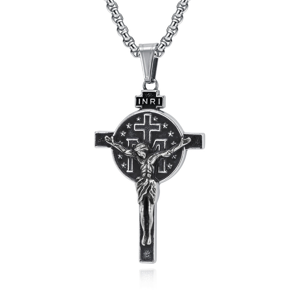 Planderful Cross Necklace For Men Durable Titanium Steel Retro Pendant For Everyday Style