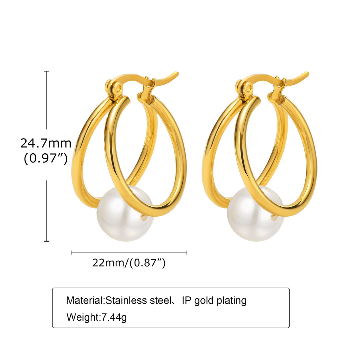 Stainless Steel Pearl Earrings