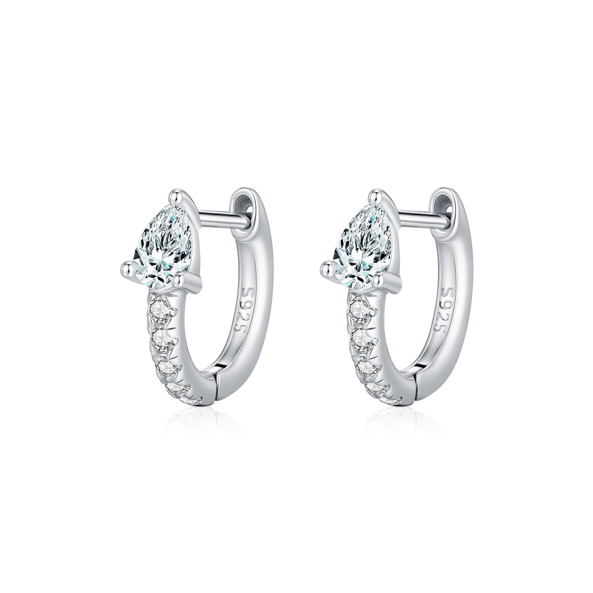 925 Sterling Silver Teardrop Moissanite Hoop Earrings