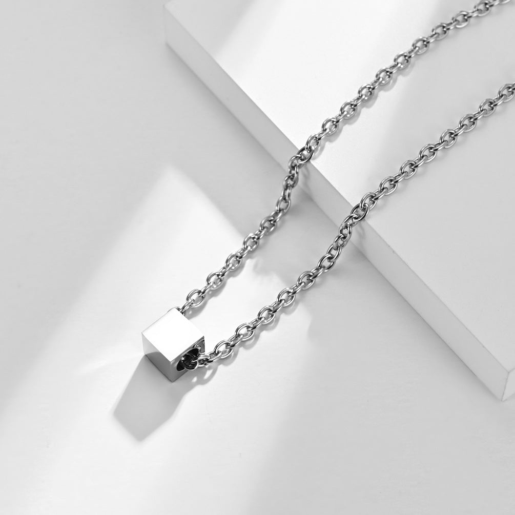 Geometric Square Titanium Necklace Unisex Minimalist Design By Planderful Everyday Genie Collection
