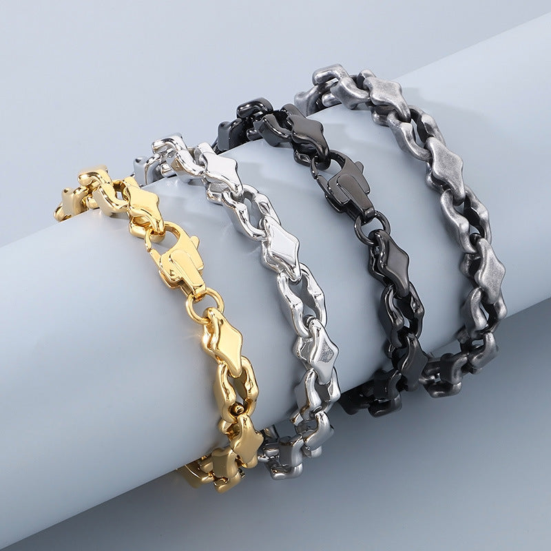 Hip Hop Quadrilateral Necklace Stainless Steel Rhombus Chain