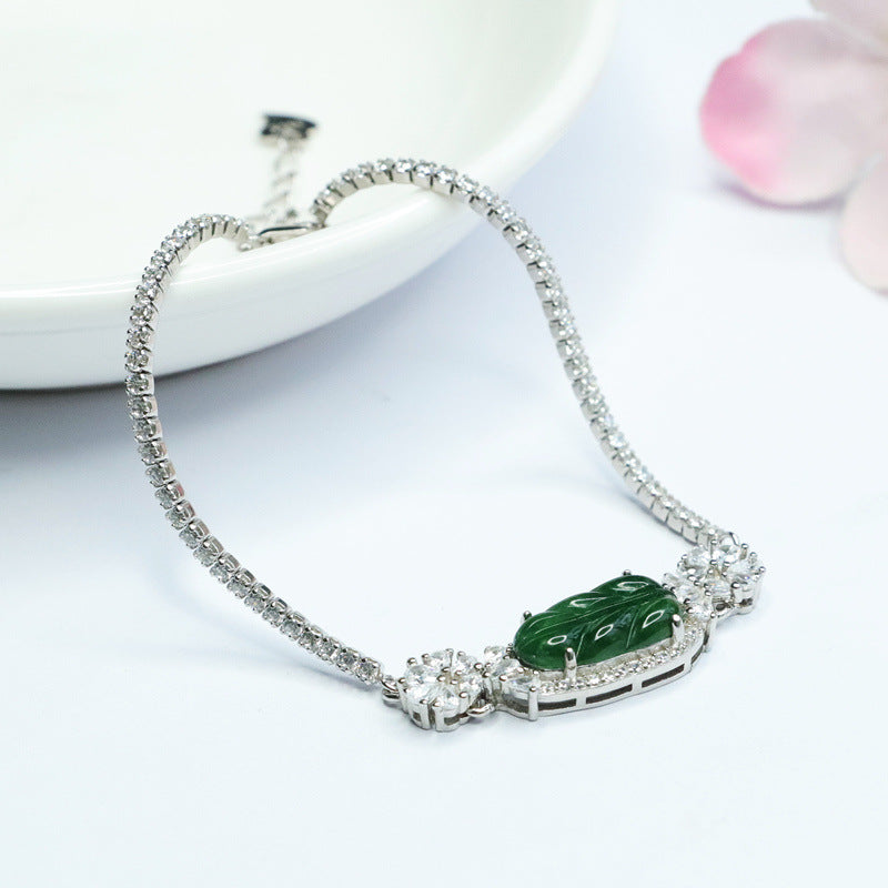 Green Jadeite Leaf Bracelet