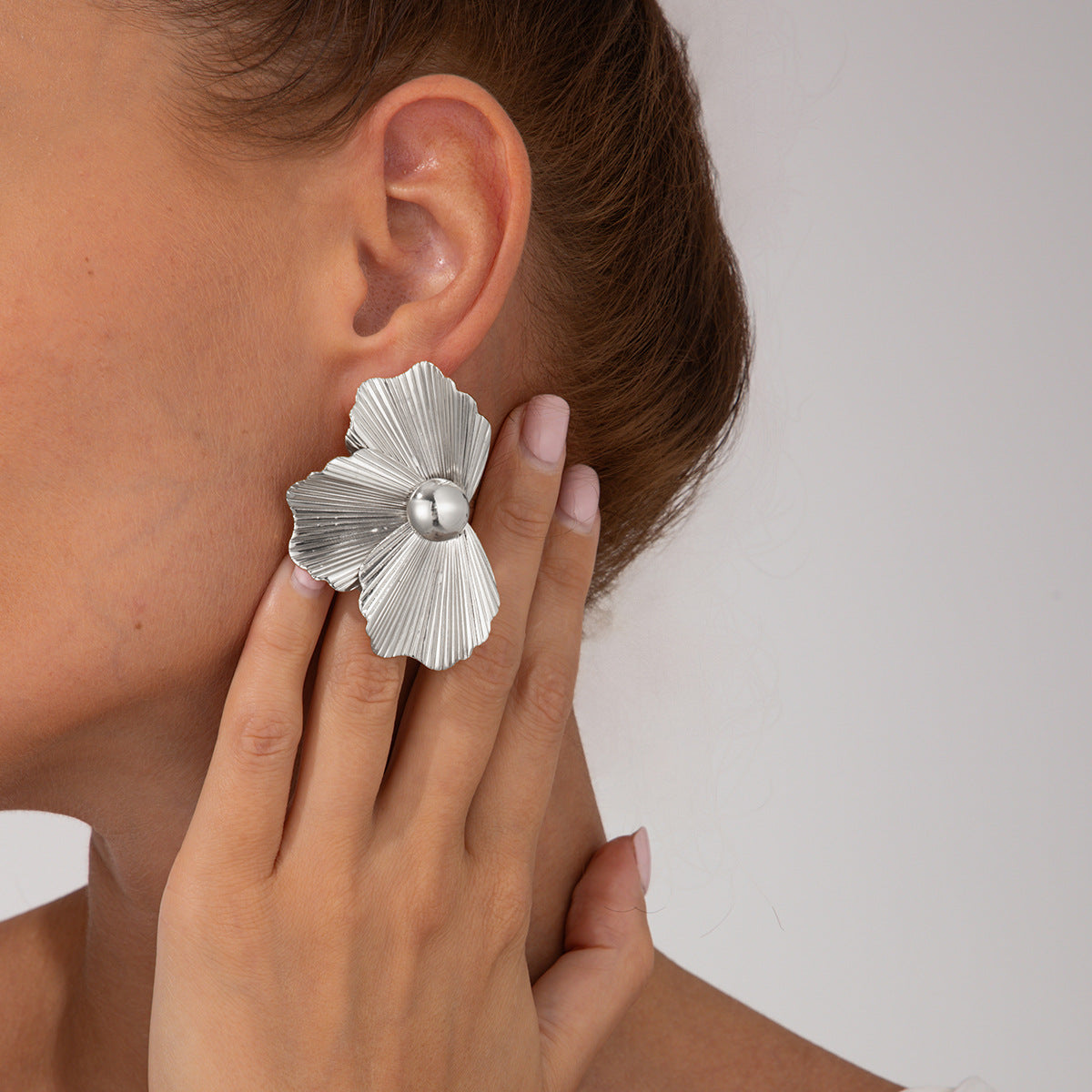 Planderful Vienna Verve Earrings – Elegant Three-Dimensional Metal Flower Design