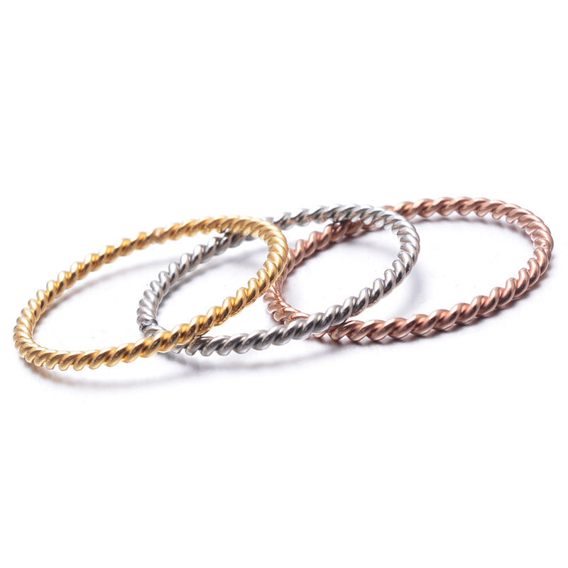 Cross-Border Titanium Steel Twist Ring Korean Style Jewelry