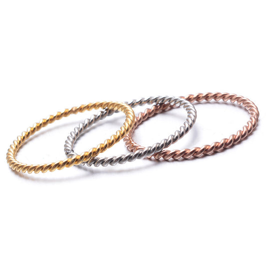 Cross-Border Titanium Steel Twist Ring Korean Style Jewelry