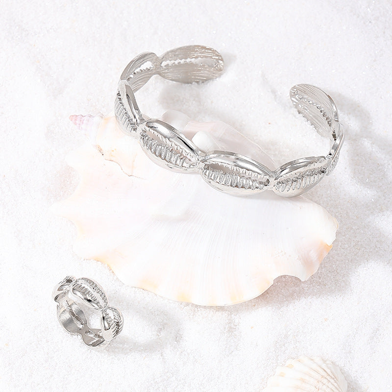 Personalized Marine Elements Bracelet and Ring Set for Women