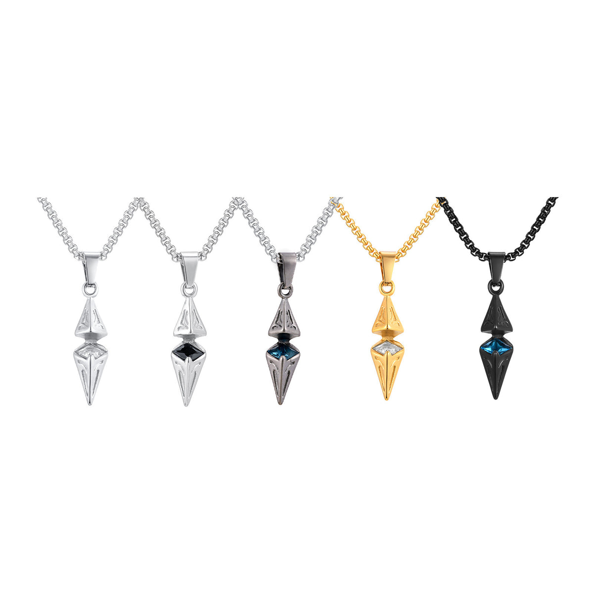 Cross Zircon Geometric Stainless Steel Necklace for Men