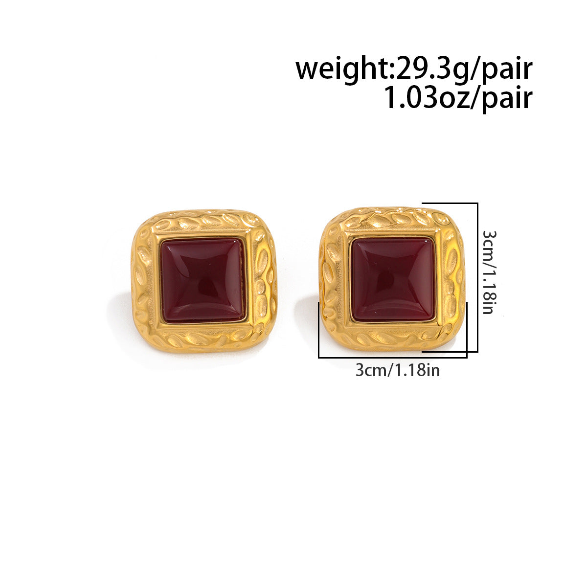 Planderful Stainless Steel Stud Earrings Tiger Stone Inlaid Geometric Pearl Square Statement For Trendsetting Women