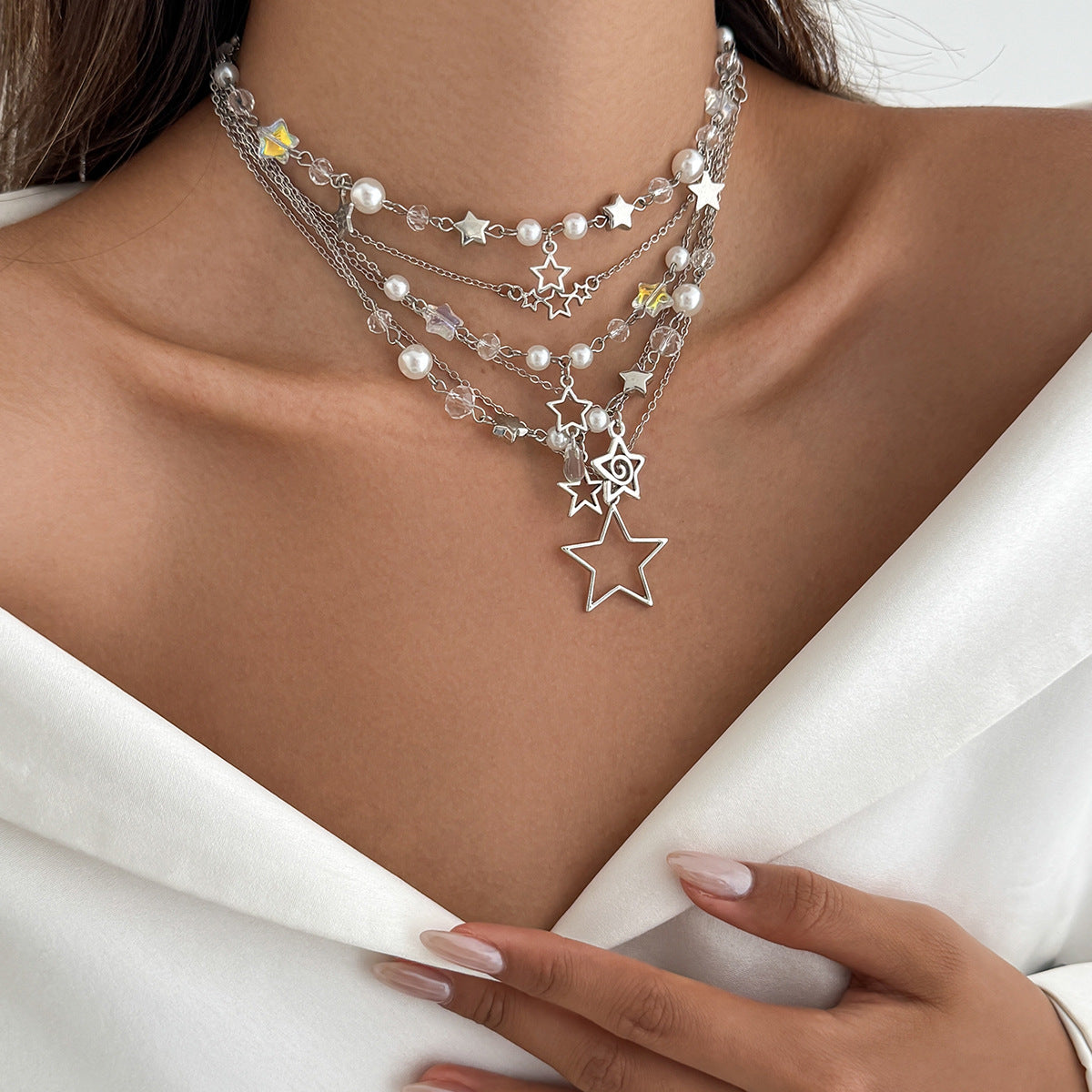 Star Pendant Acrylic Layered Necklace