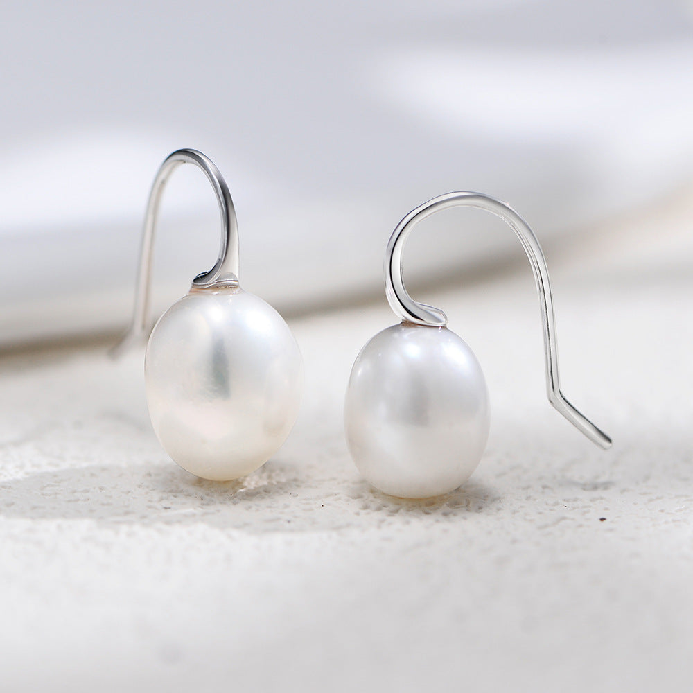 Planderful S925 Sterling Silver Baroque Pearl Earrings for Women Elegant Irregular Natural Pearl Ear Hook Jewelry