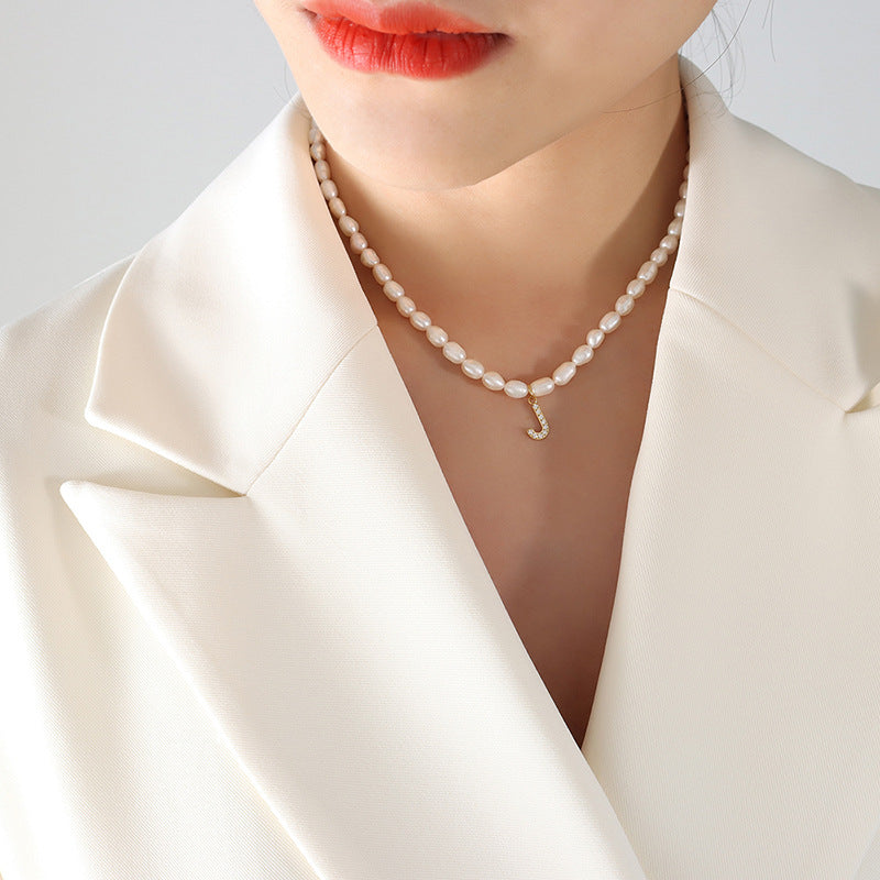 Exquisite Titan Gold-Plated Necklace with Full-Zircon Pendant