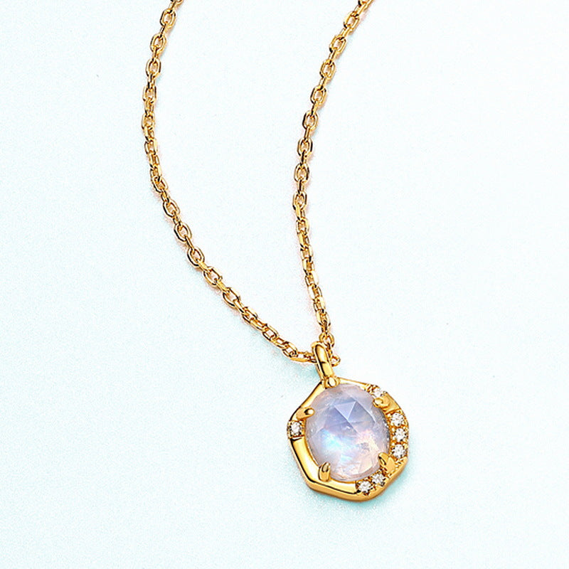 Planderful Jewelry Moonstone Necklace In Sterling Silver