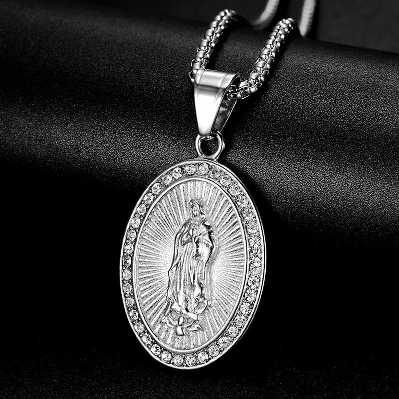 Planderful Titanium Steel Necklace With Gold Plated Zircon Pendant For Urban Hip Hop Fans
