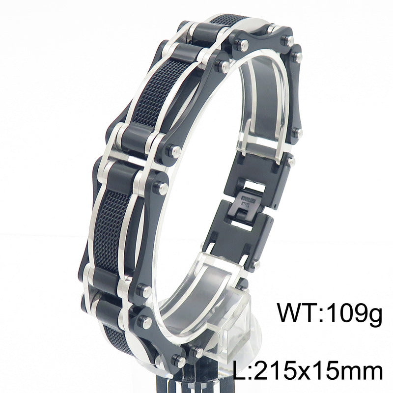 Planderful Mens Tri Color Stainless Steel Bracelet For Men