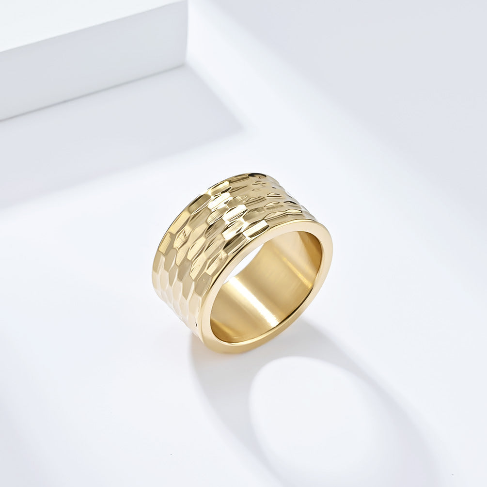 Planderful Titanium Steel Ring For Men With Honeycomb Concave Convex Pattern Bold Durable Modern Jewelry For Him