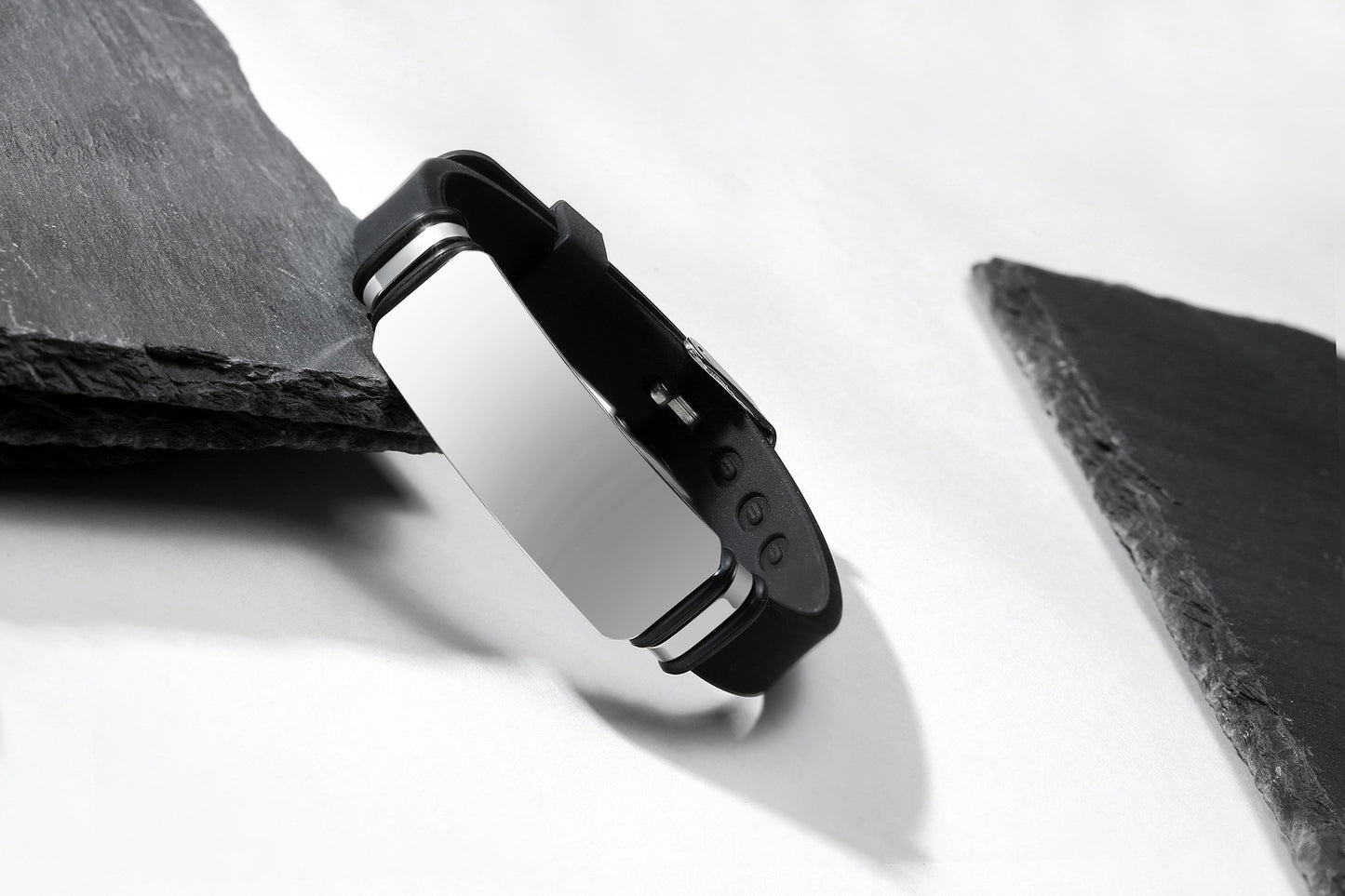 Men's Stainless Steel Curved Silicone Jewelry Bracelet