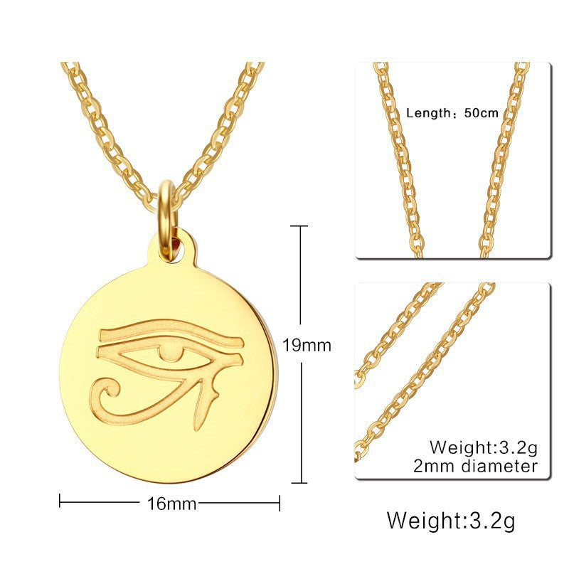 European And American Personalized Jewelry 19MM Stainless Steel Horus Eye Pendant Gold Men's Tag For Men