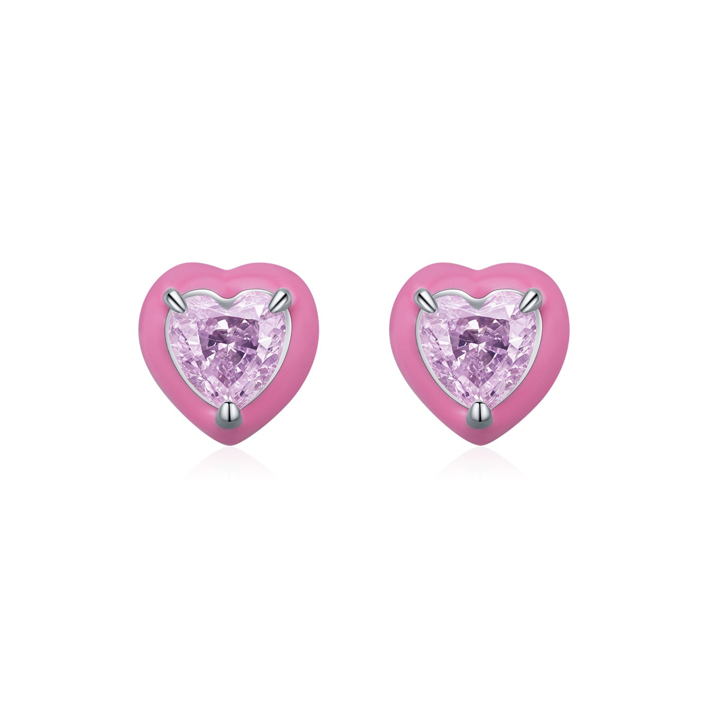 Planderful Everyday Genie Heart Shaped Earrings – Elegant Light Pink Imitation Diamond Design
