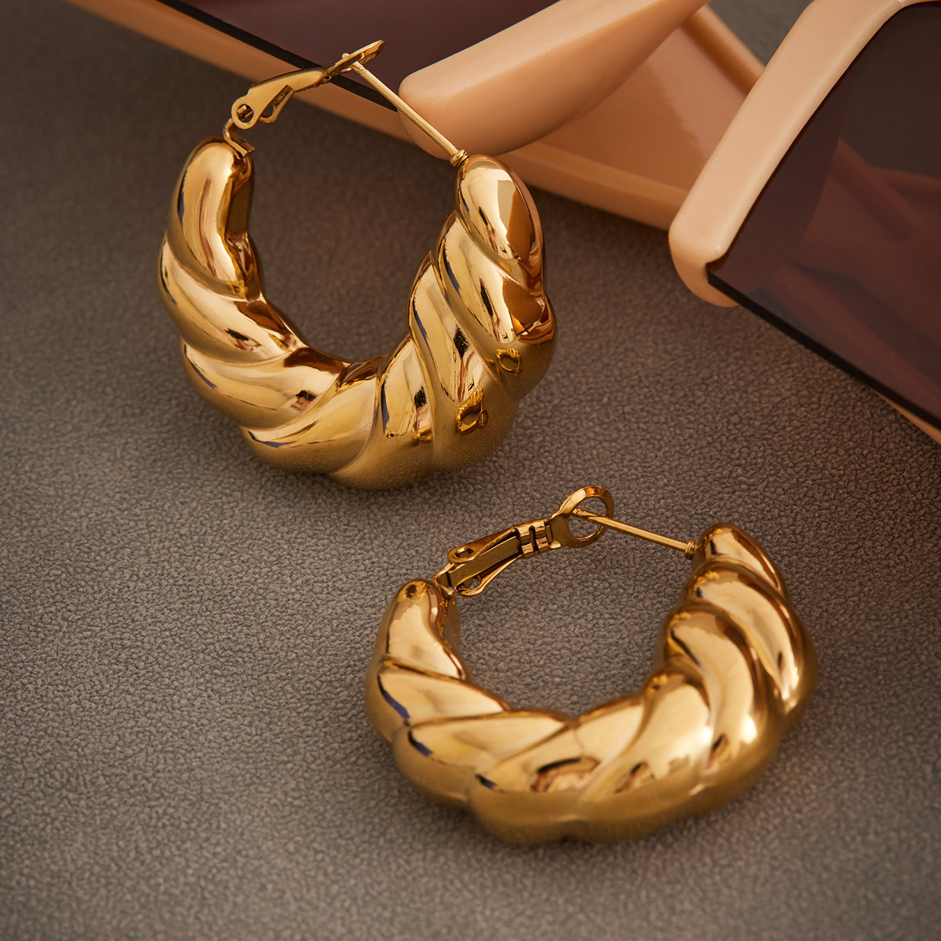 Planderful Hollow Twisted Earrings 18K Gold For Commuting