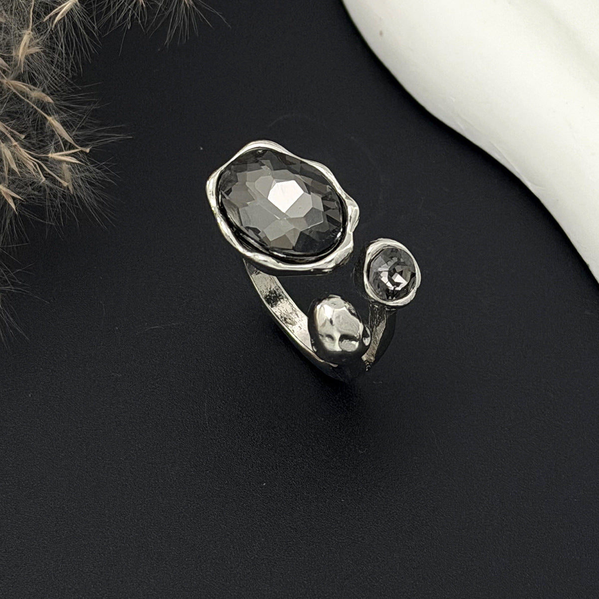 Planderful Zircon Ring Open Ring Pink Spice Girl Style For Bold Women Statement Hand Jewelry