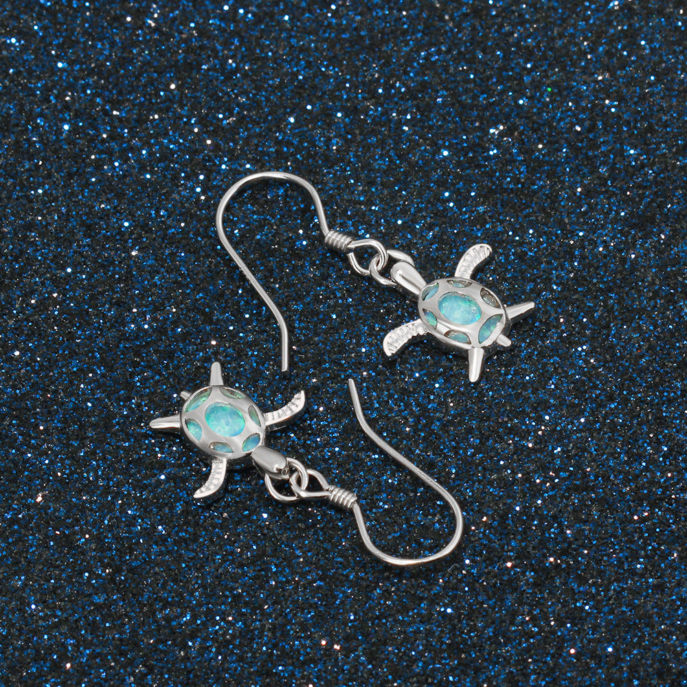 Planderful Jewelry Opal Turtle Drop Earrings In Sterling Silver For Women Elegant And Timeless