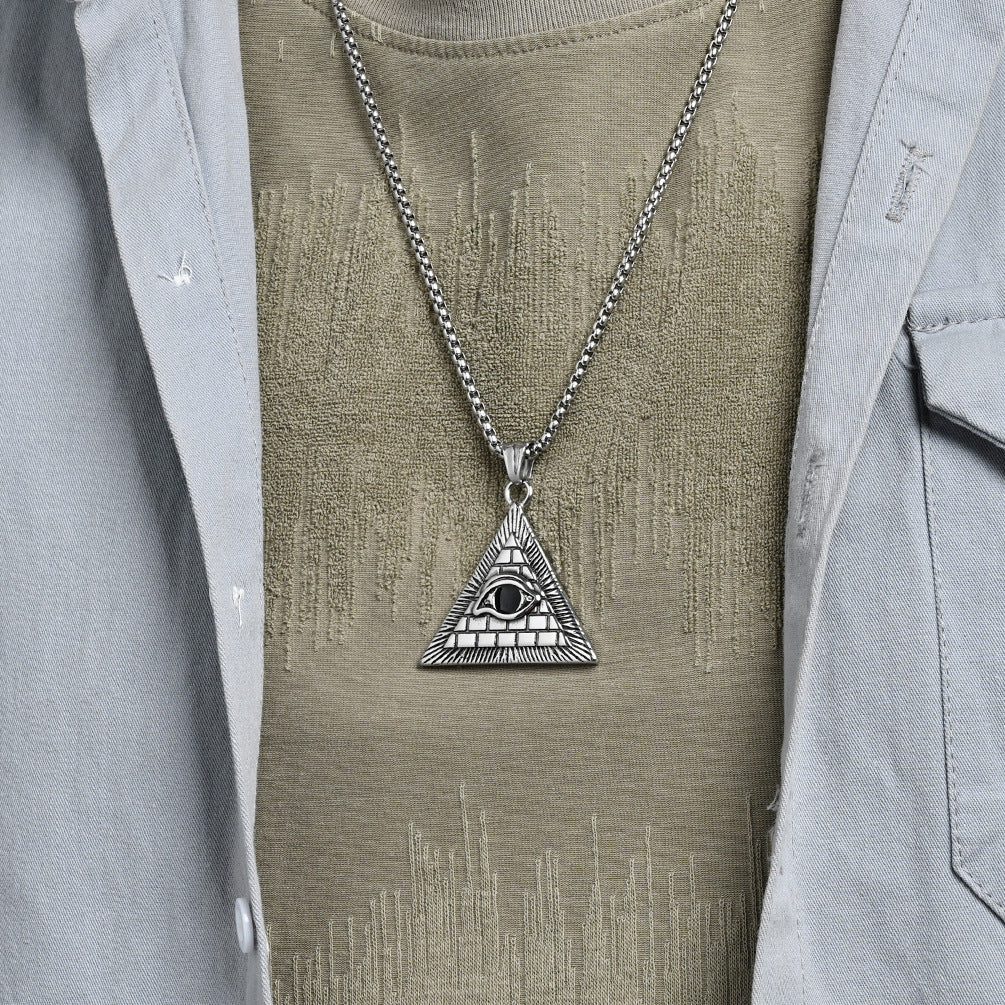 Eye Of Horus Necklace Titanium Steel Pendant For Men By Planderful Ancient Egyptian Pyramid Jewelry Protective Wear