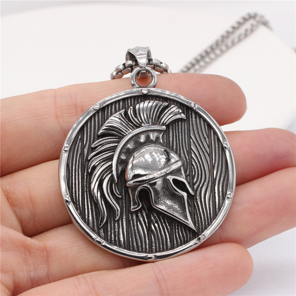 Planderful Knight Helmet Pendant Retro Medieval Titanium Steel Unisex Protection Statement For Men And Women