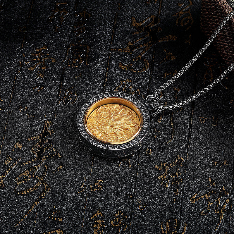 Zircon Necklace - Vintage Tibetan Dragon Pendant