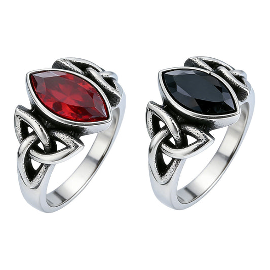 Planderful Stainless Steel Celtic Knot Ring For Men And Unisex Retro Titanium Zircon Accent