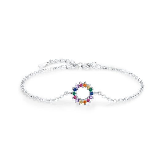 925 Sterling Silver Geometric Zircon Bracelet