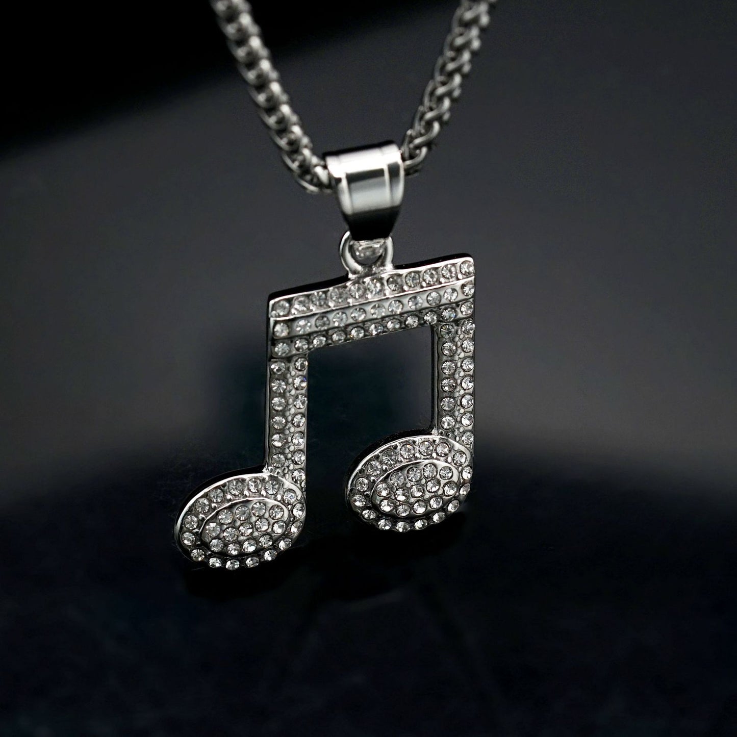 Planderful Everyday Genie Titanium Steel Music Note Necklace Unisex Pendant Trendy Zircon