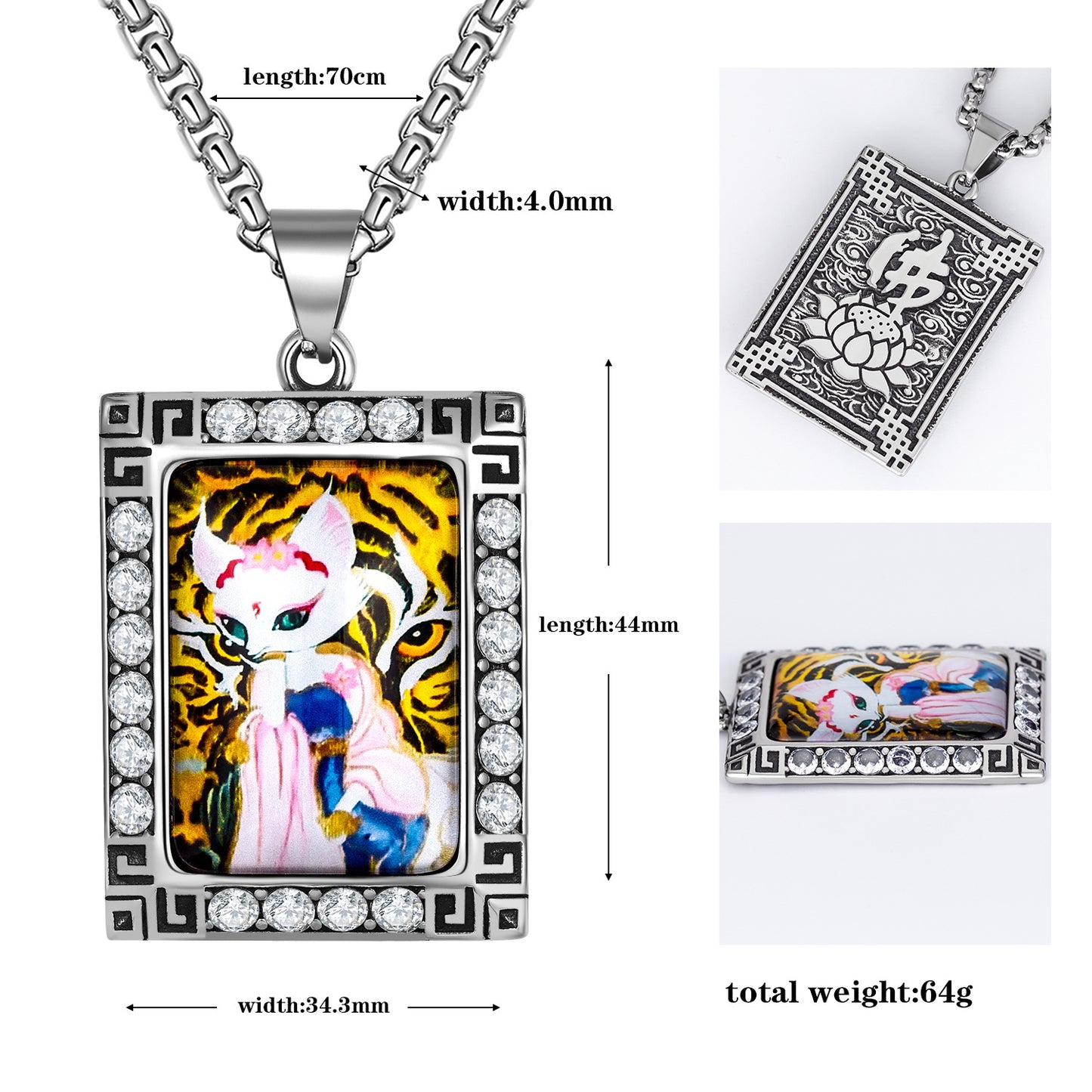 Steel Necklace – Vintage Nine-Tailed Fox Pendant for Men