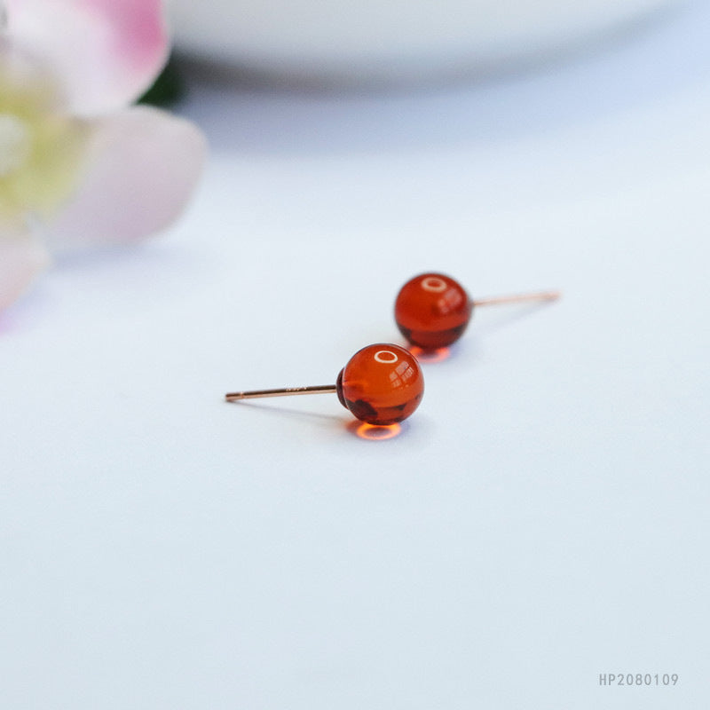 Blood Amber 925 Silver Stud Earrings