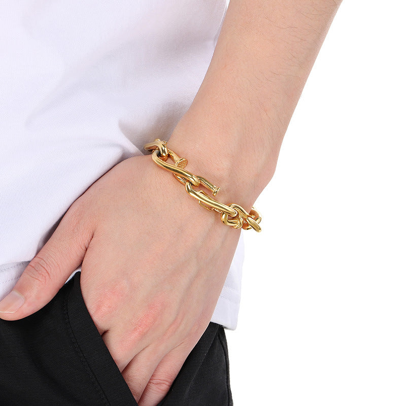 Planderful Everyday Genie Men Gold Plated Rivet Bracelet