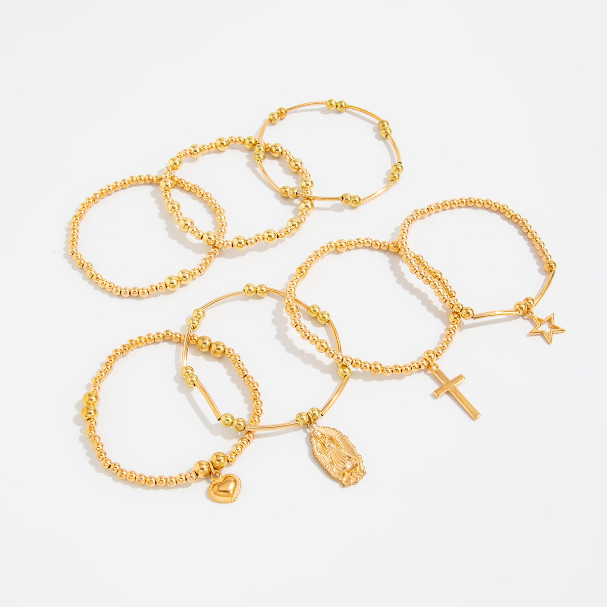 Planderful Beaded Cross Pendant Elastic Bracelet for Women Ethnic Boho Statement Jewelry Vienna Verve