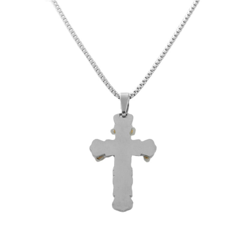 Trendy Men's Personalized Titanium Steel Cross Pendant Necklace