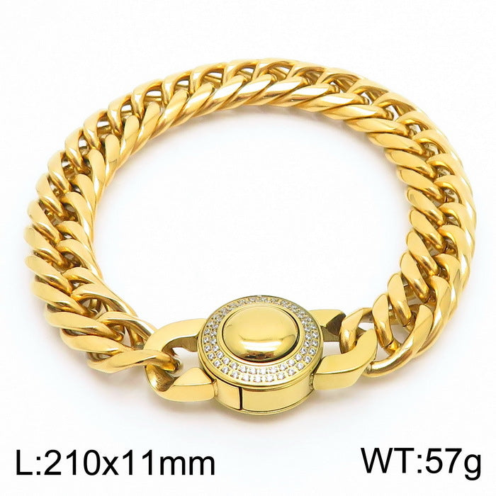 Bracelet Of The – Cnc Zircon Cuban Chain Titanium Steel Men's