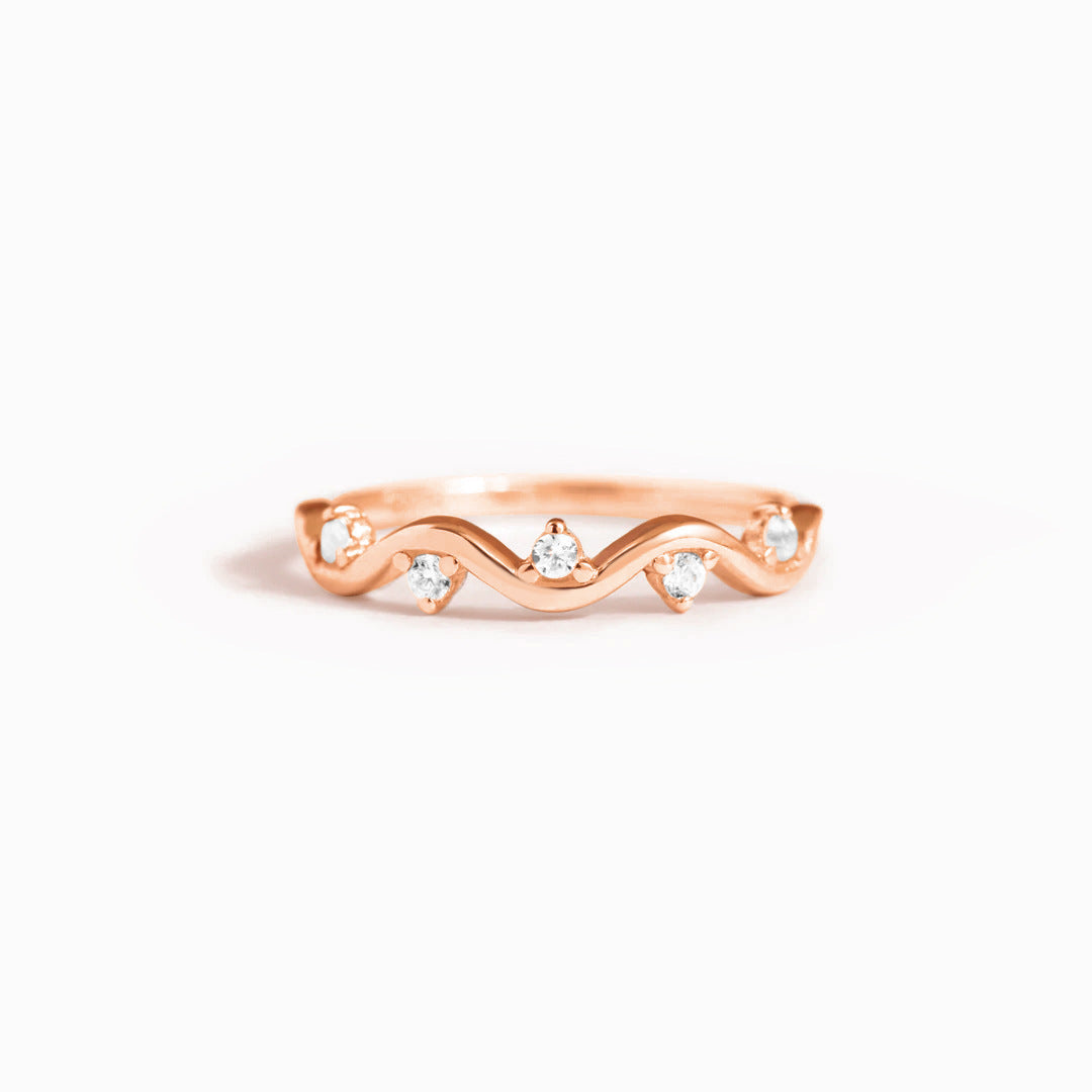 Wave with Small Zircon Sterling Silver Ring