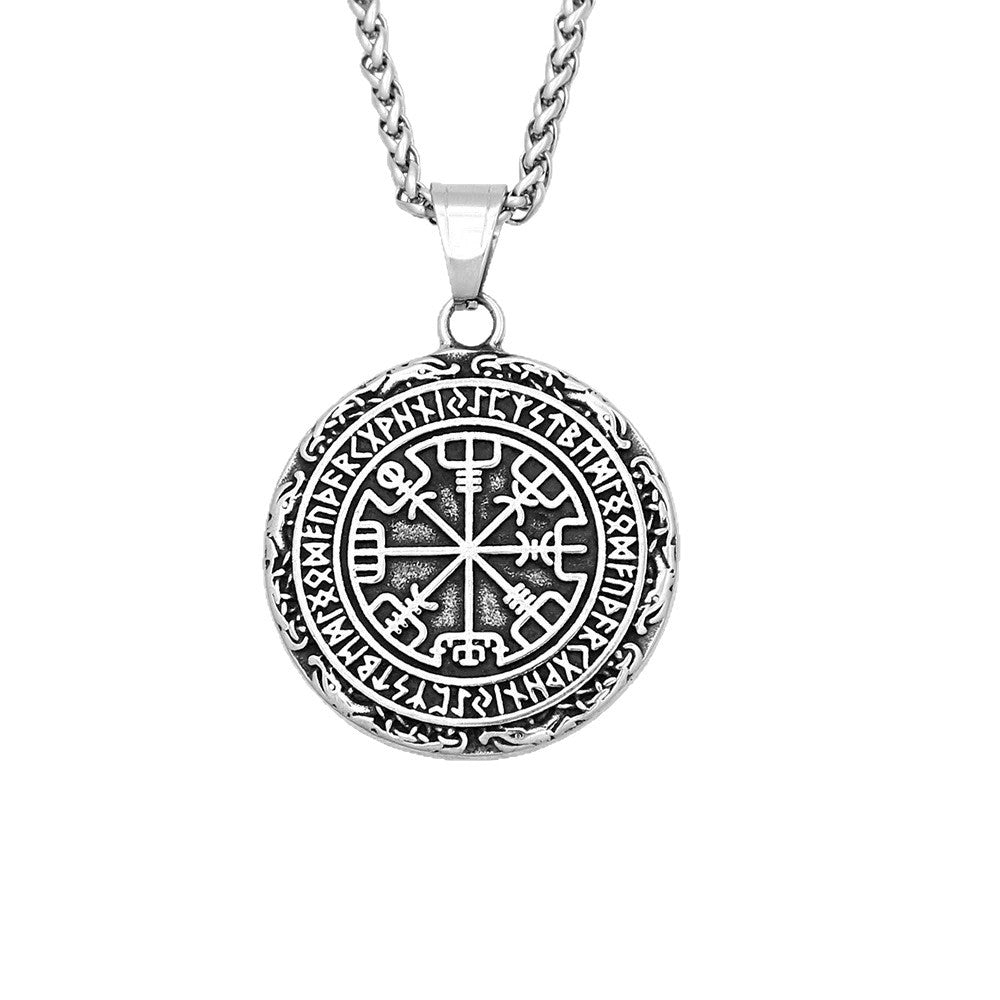Viking Compass Stainless Steel Men's Pendant Necklace