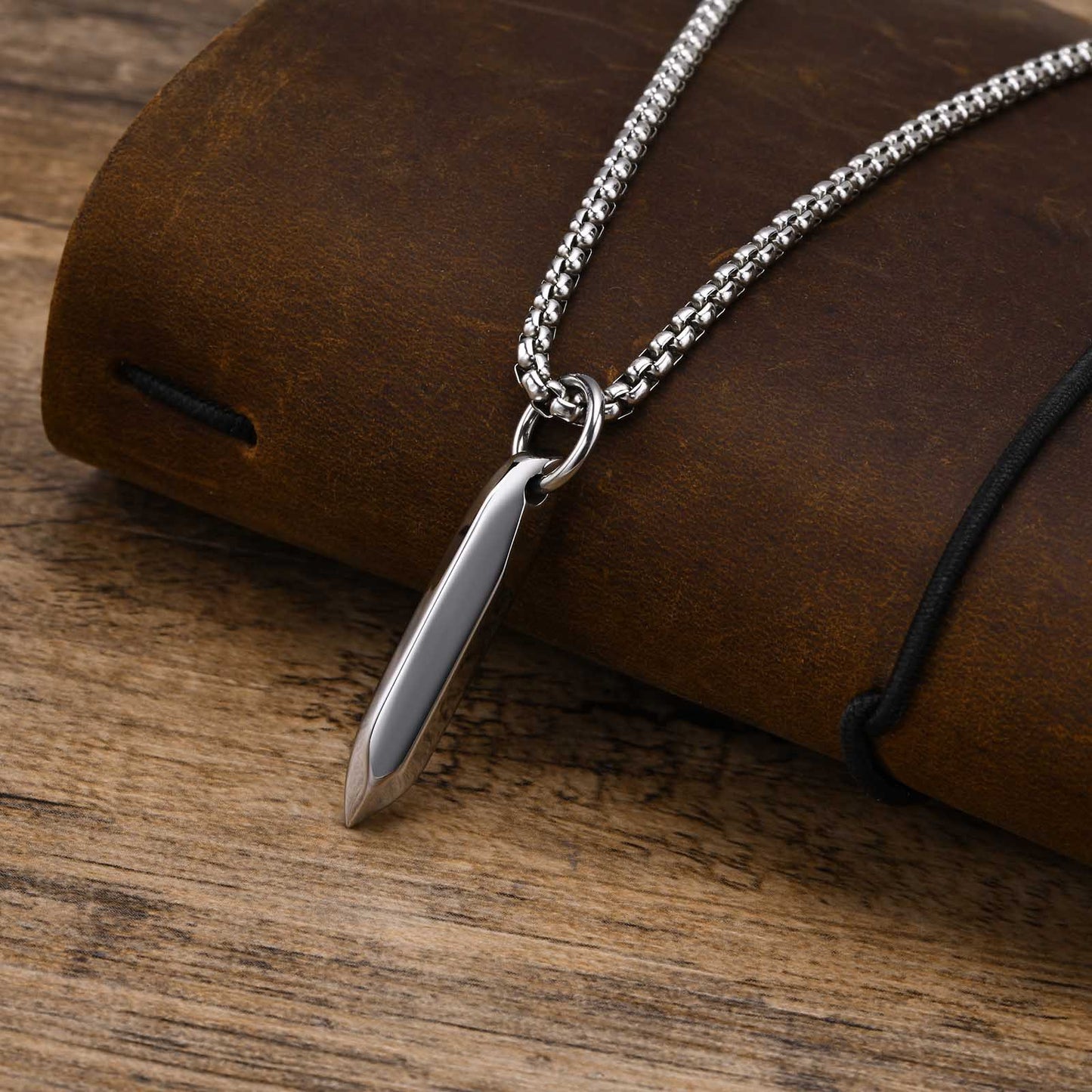 Stainless Steel Pointed 6-Sided Nail Pendant Men's Necklace