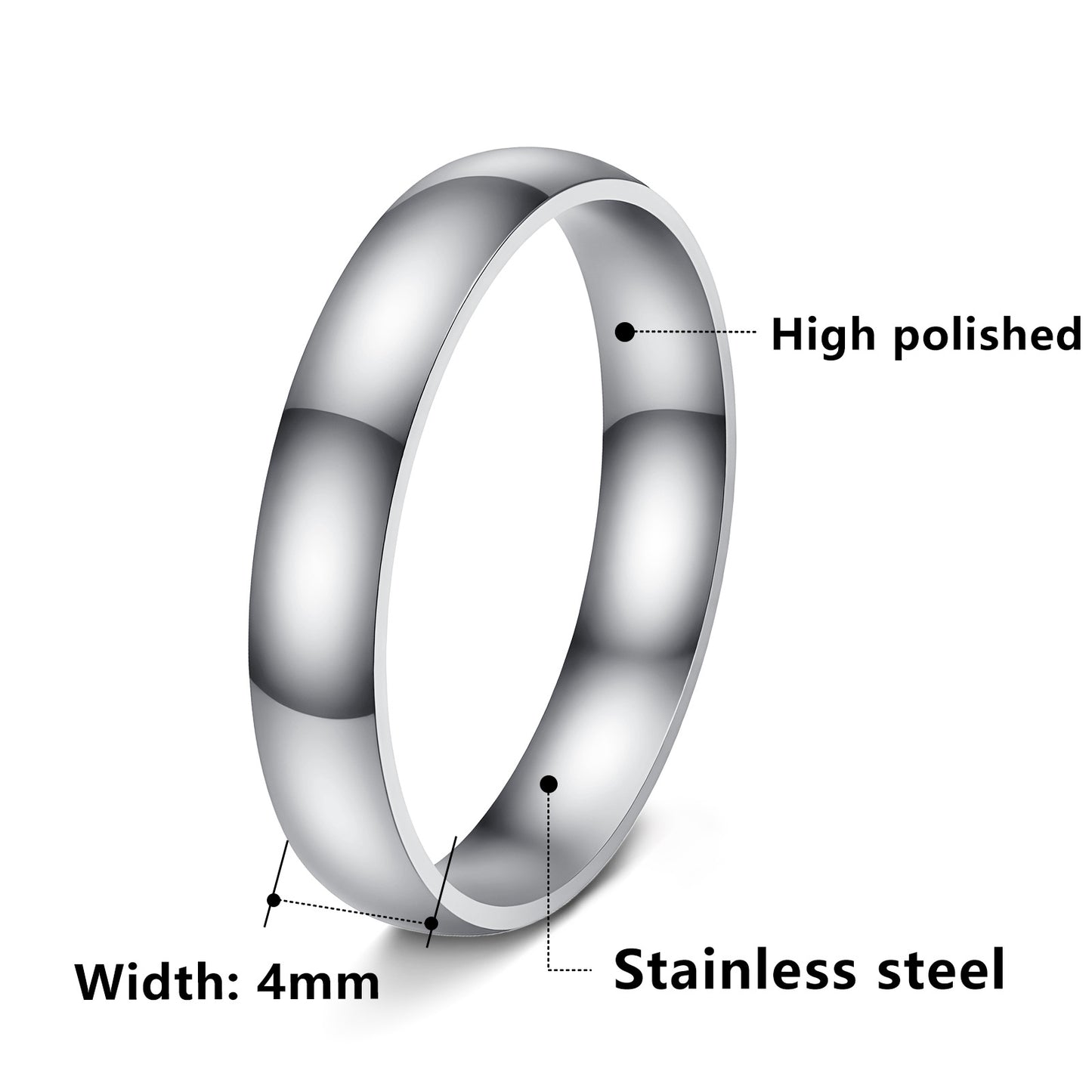 Planderful Everyday Genie Unisex 4mm Steel Ring Glossy Couple Gift For Valentines Day