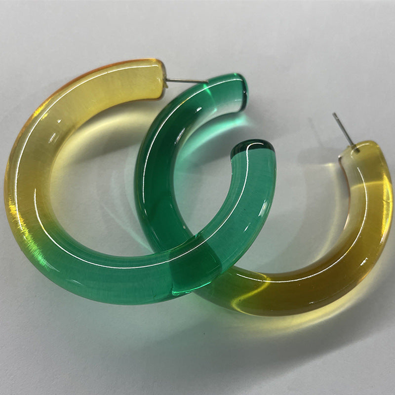 Vibrant Acrylic C-shaped Earrings from Vienna Verve Collection