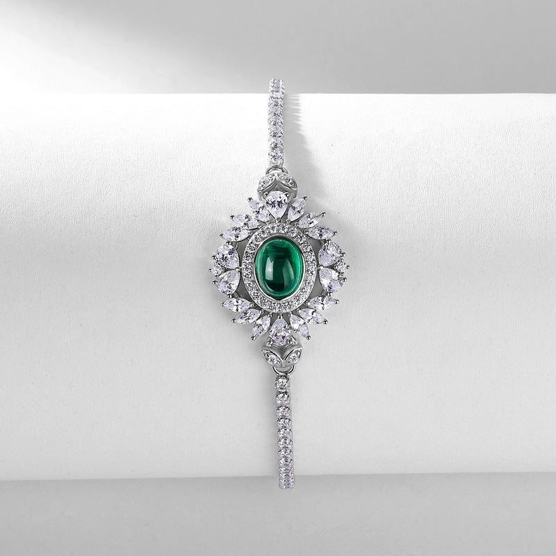 Planderful Gala Fireworks – Elegant Lab Grown Emerald Silver Bracelet
