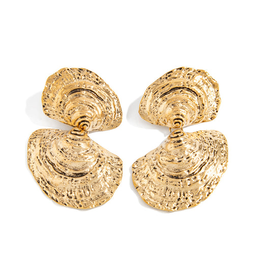 Planderful Metal Wind Flower Stud Earrings Vienna Verve For Women Geometric Turquoise Coral Imitation Statement