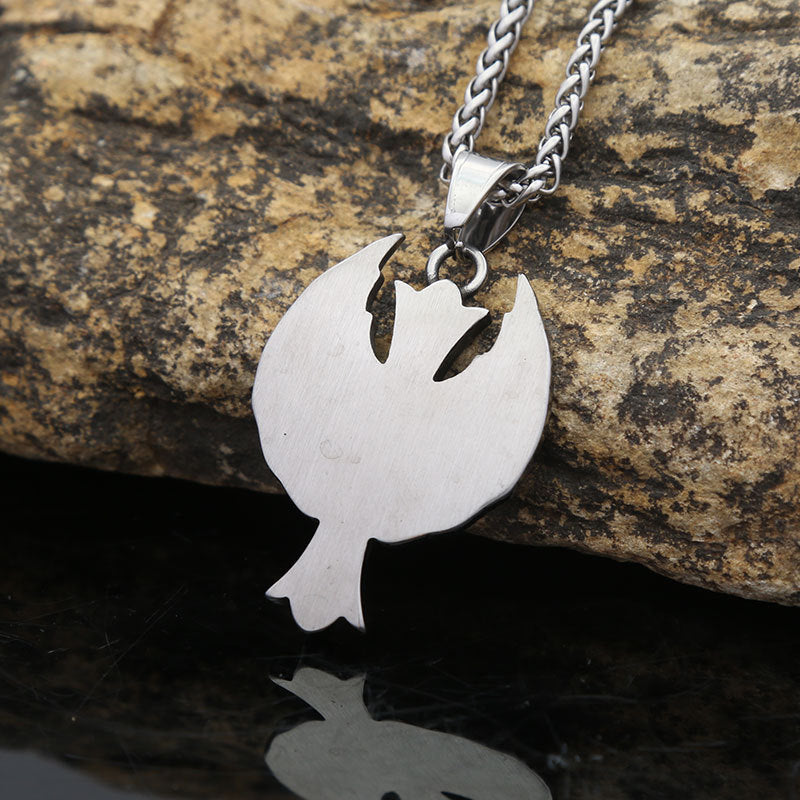 European and American Titanium Steel Necklace Retro Wing Cross Pendant for Men